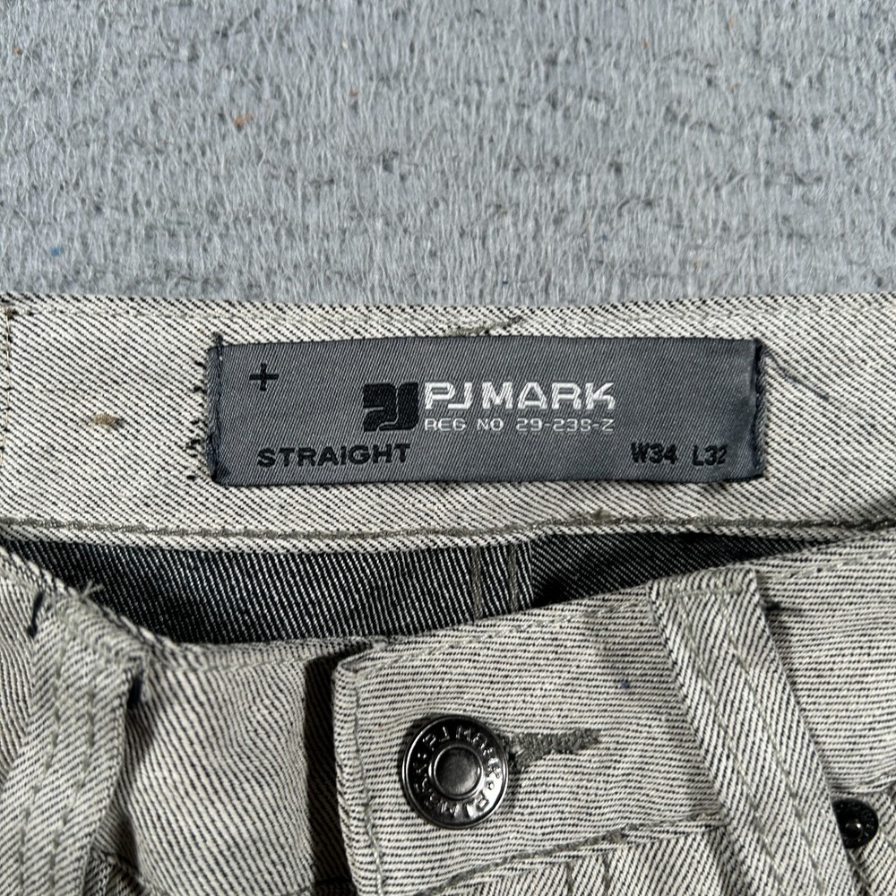 PJ Mark Denim Jeans Mens 34x32 Beige Straight Leg Regular Cotton Blend 5 Pockets - Picture 3 of 10